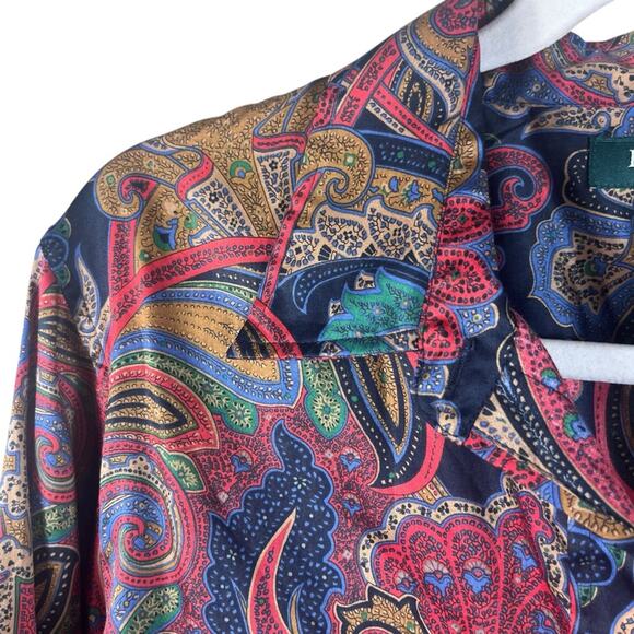 Lauren Ralph Lauren Paisley Button Down Shirt Cotton Western Boho Luxury Large - Picture 4 of 10